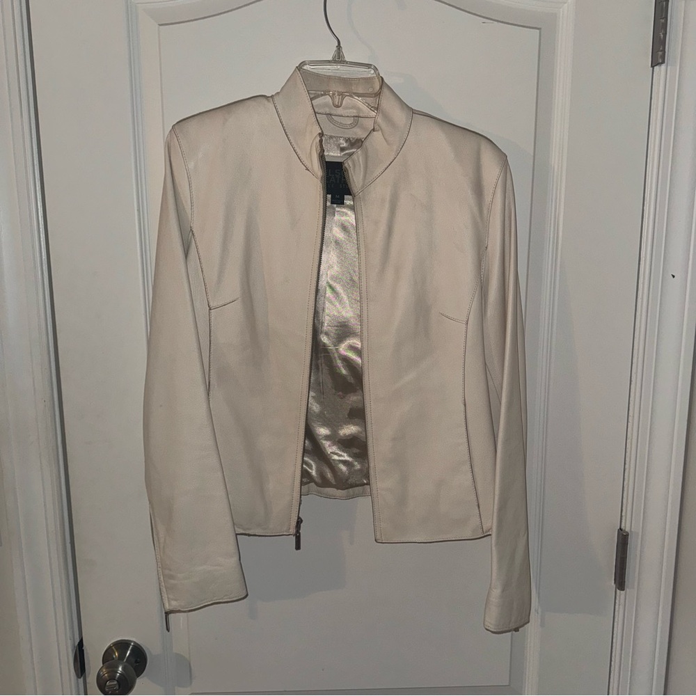 Cream Leather Jacket